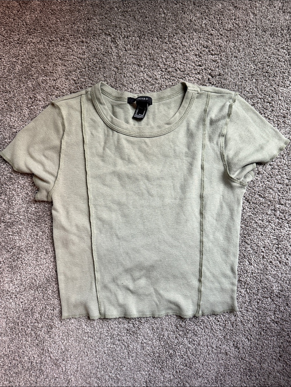 Forever 21 Sage Green Ribbed Short Sleeve Tee